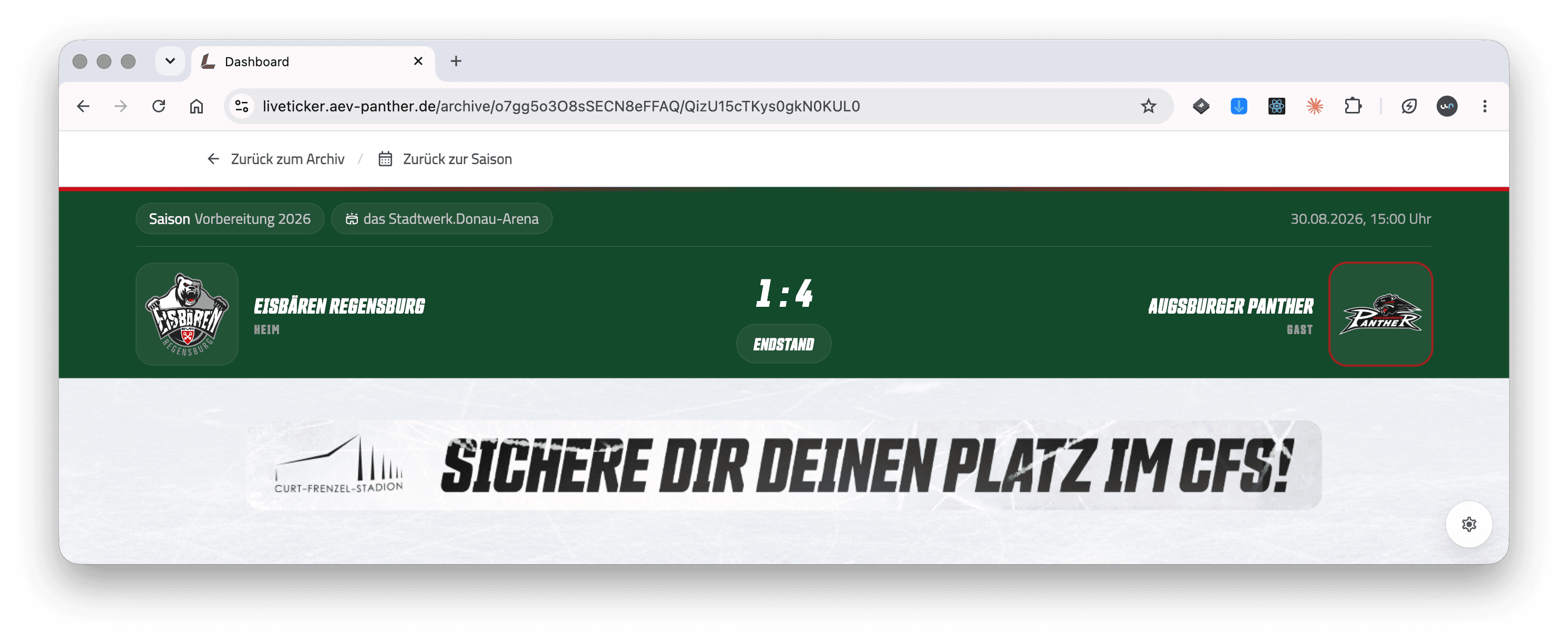 Sponsoren-Bannerplatzierung auf der Archivseite